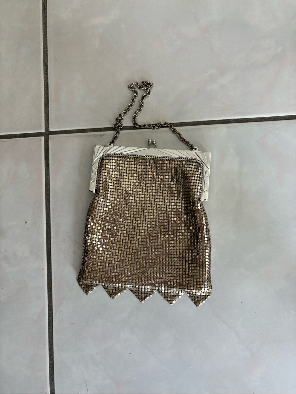 Whiting Davis silver Mesh Evening Chain Bag - Picture 2 of 4